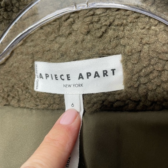 Apiece Apart | Campania Olive Green Faux Fur Bomber Jacket 6 - Picture 7 of 8